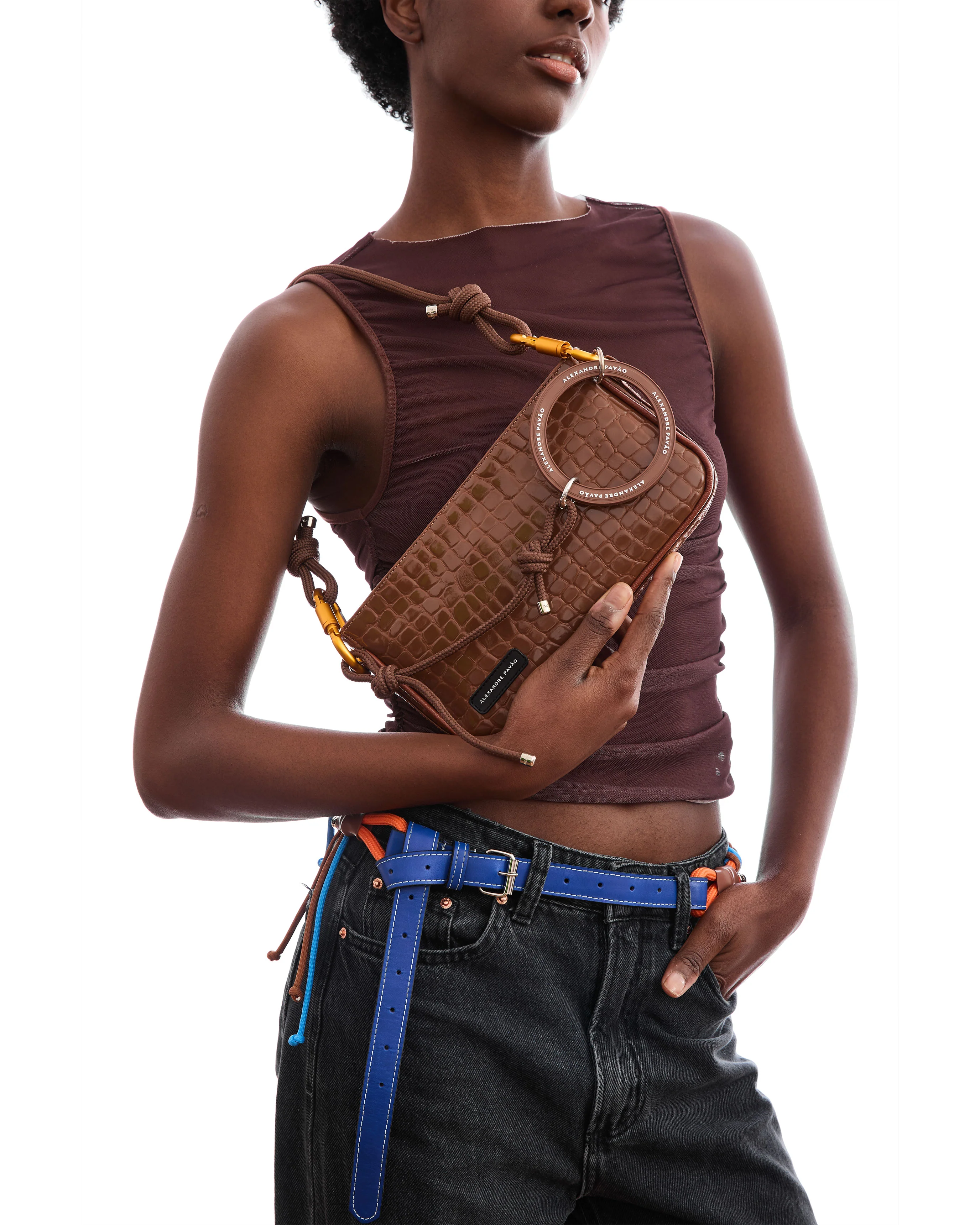PARIS SHOULDER BAG - MARROM CROCO VERNIZ - Image 2